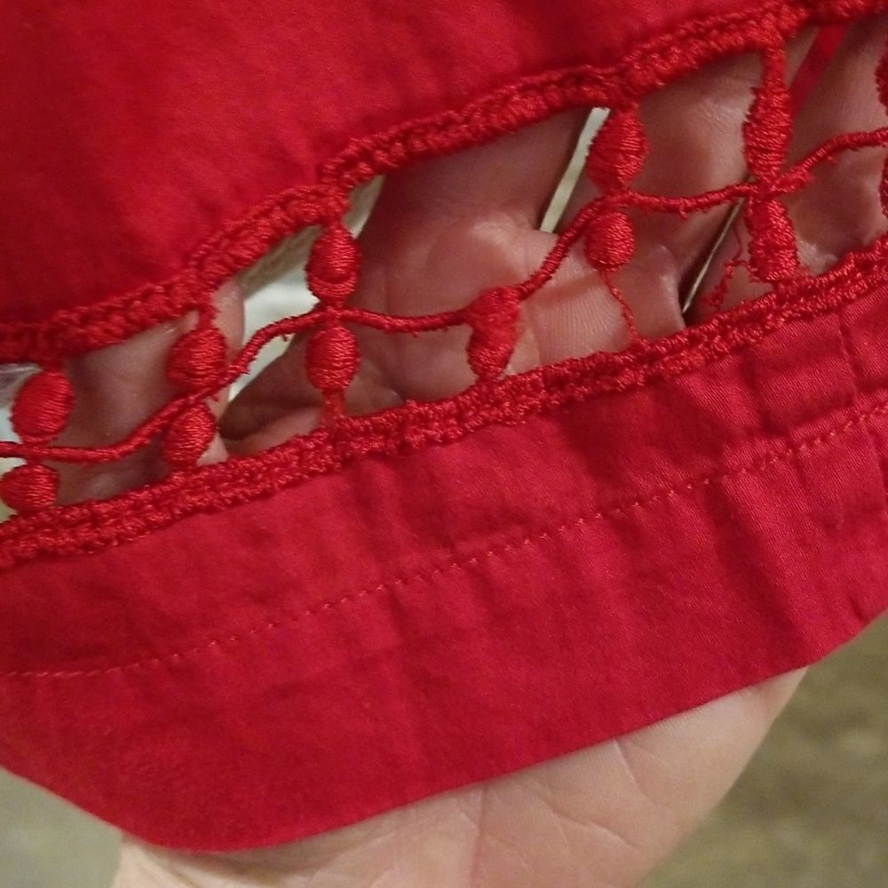 F21 Women's Embroidered Top Size Large Red Forever 21 - Picture 4 of 6